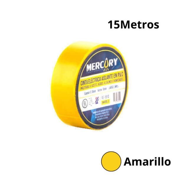 MERCURY Cinta Aislante Colores Amarilla 5MTS MERCURY Cinta Aislante Colores Amarilla 5MTS