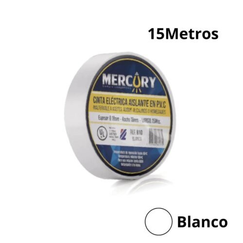 MERCURY Cinta Aislante Colores Blanca 5MTS