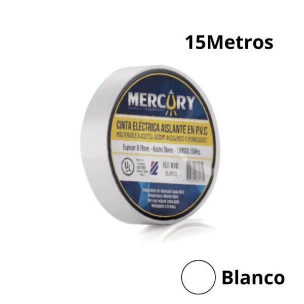 MERCURY Cinta Aislante Colores Blanca 5MTS
