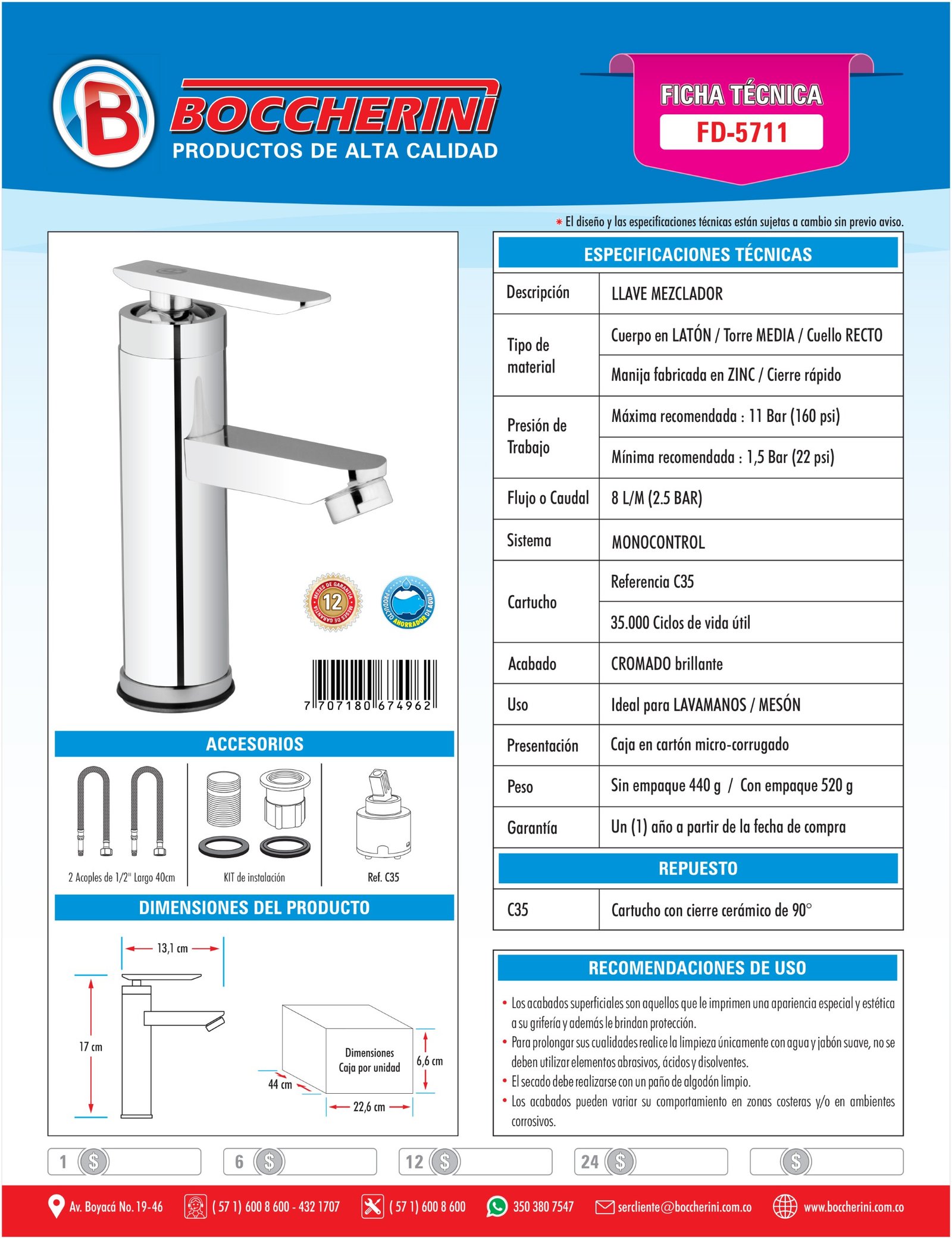 Ficha técnica FD-5711 Moressco