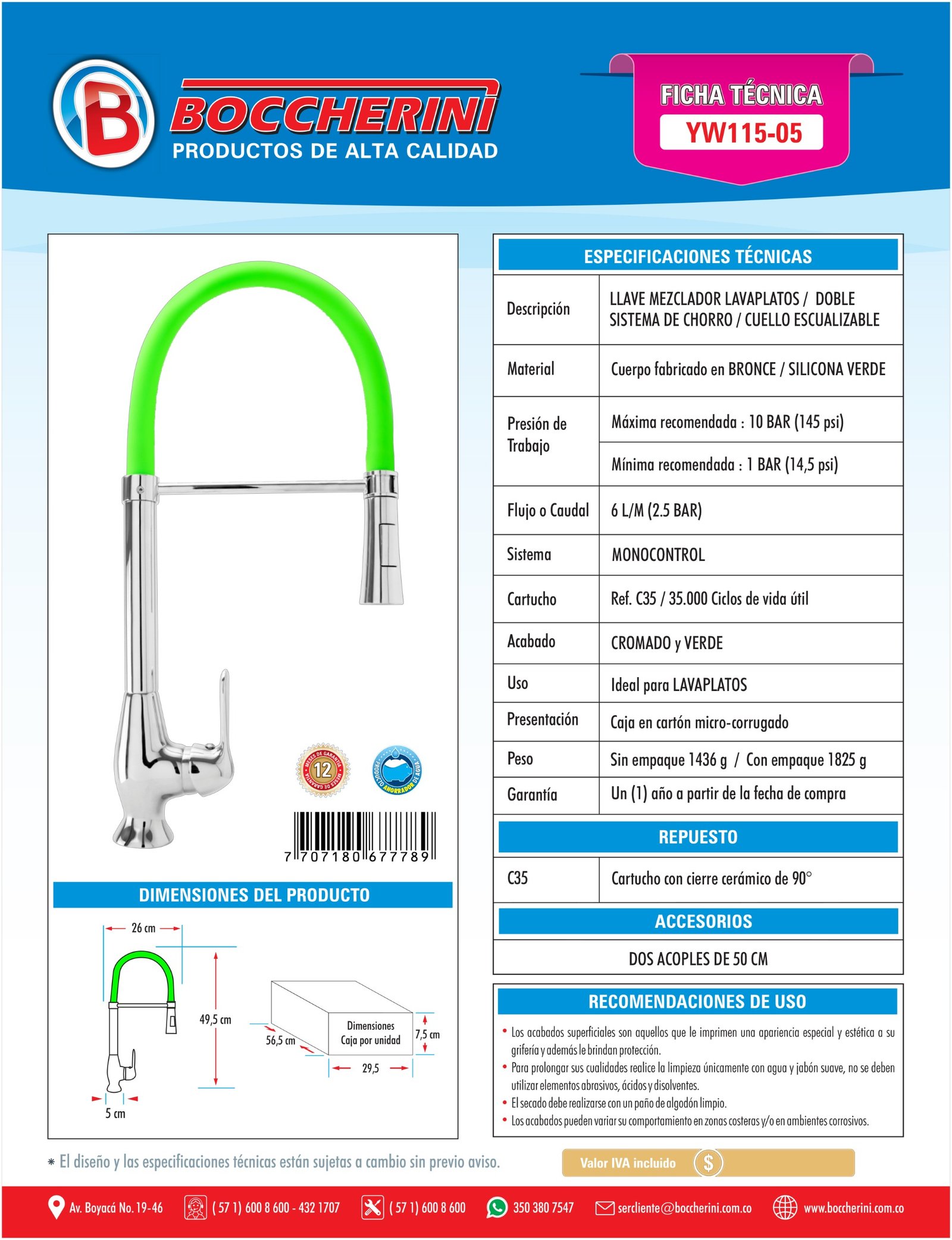 Ficha técnica YW115-05 Moressco