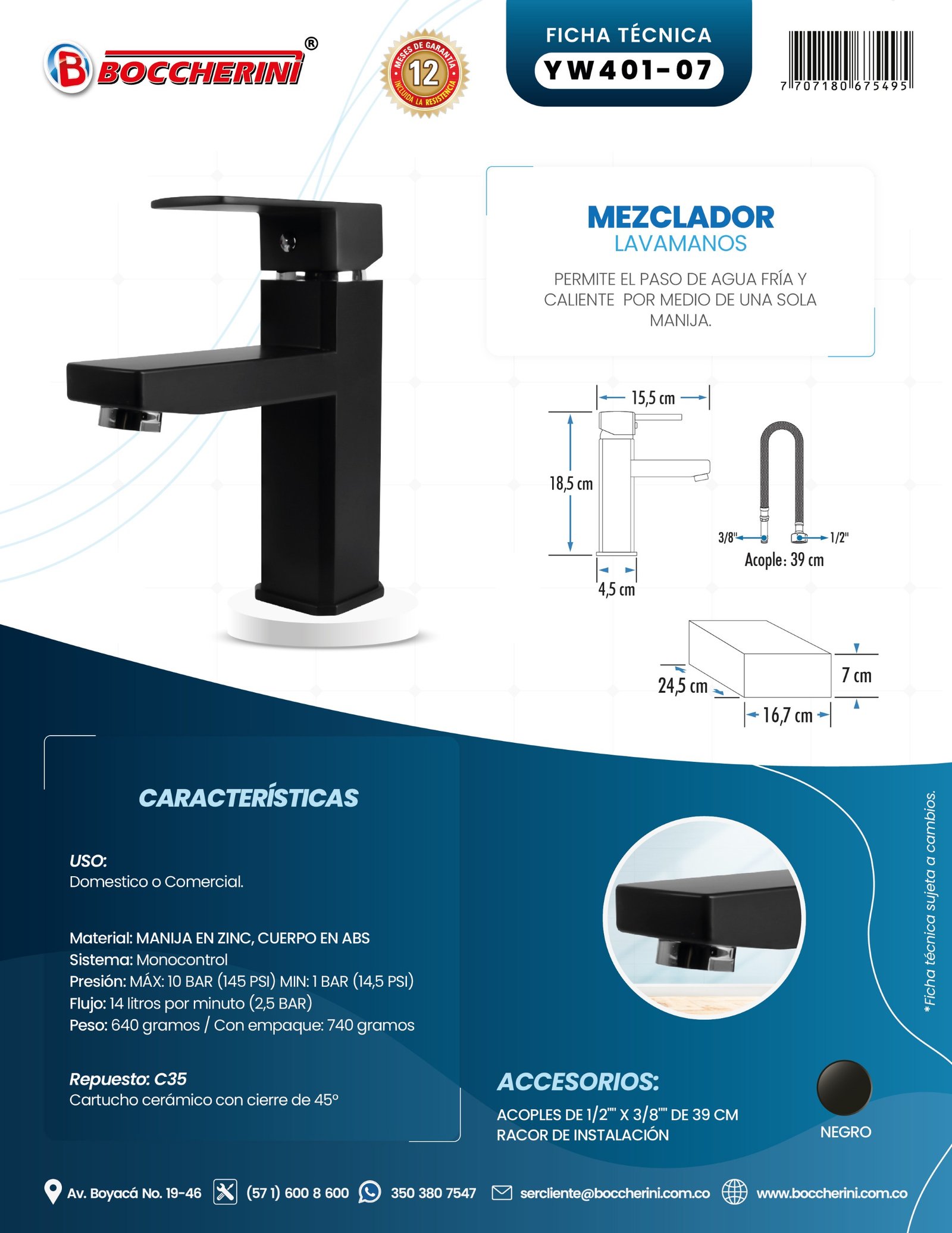 Ficha técnica YW401-07 Moressco