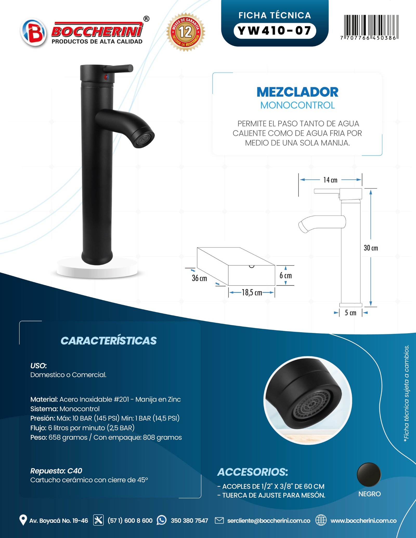 Ficha técnica YW410-07 Moressco