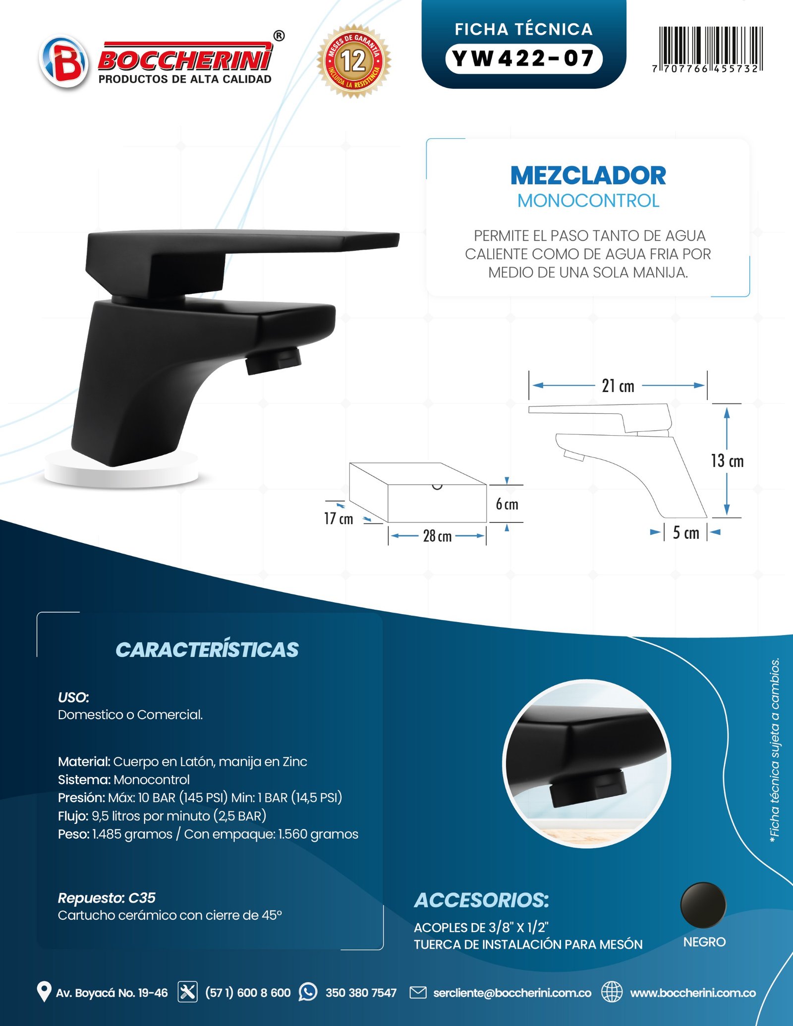 Ficha técnica YW422-07 Moressco