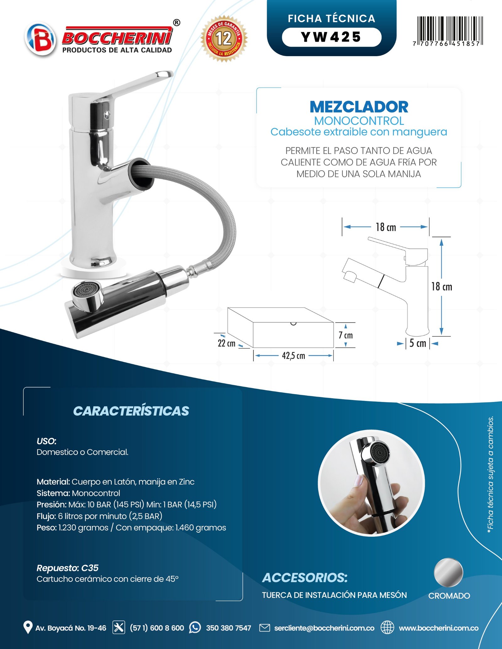 Ficha técnica YW425 Moressco