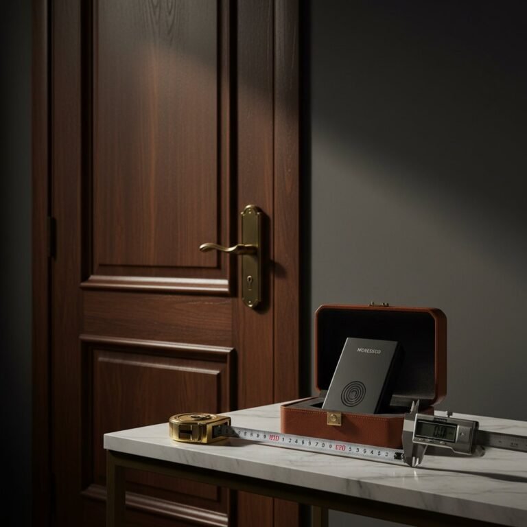 Medicion editorial de puerta para cerradura digital