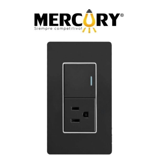 Toma + Interruptor Negro — Mercury Infinity Black