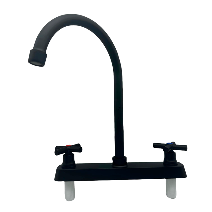 Mezclador 8” para Lavaplatos Onyx, Cuerpo en Abs, Cuello en Acero Inoxidable, Manija Tipo Cruceta, Color Negro