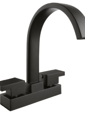 Mezclador 4” para Lavamanos Onyx, Cuello en Acero Inoxidable, Manija Plana, Color Negro