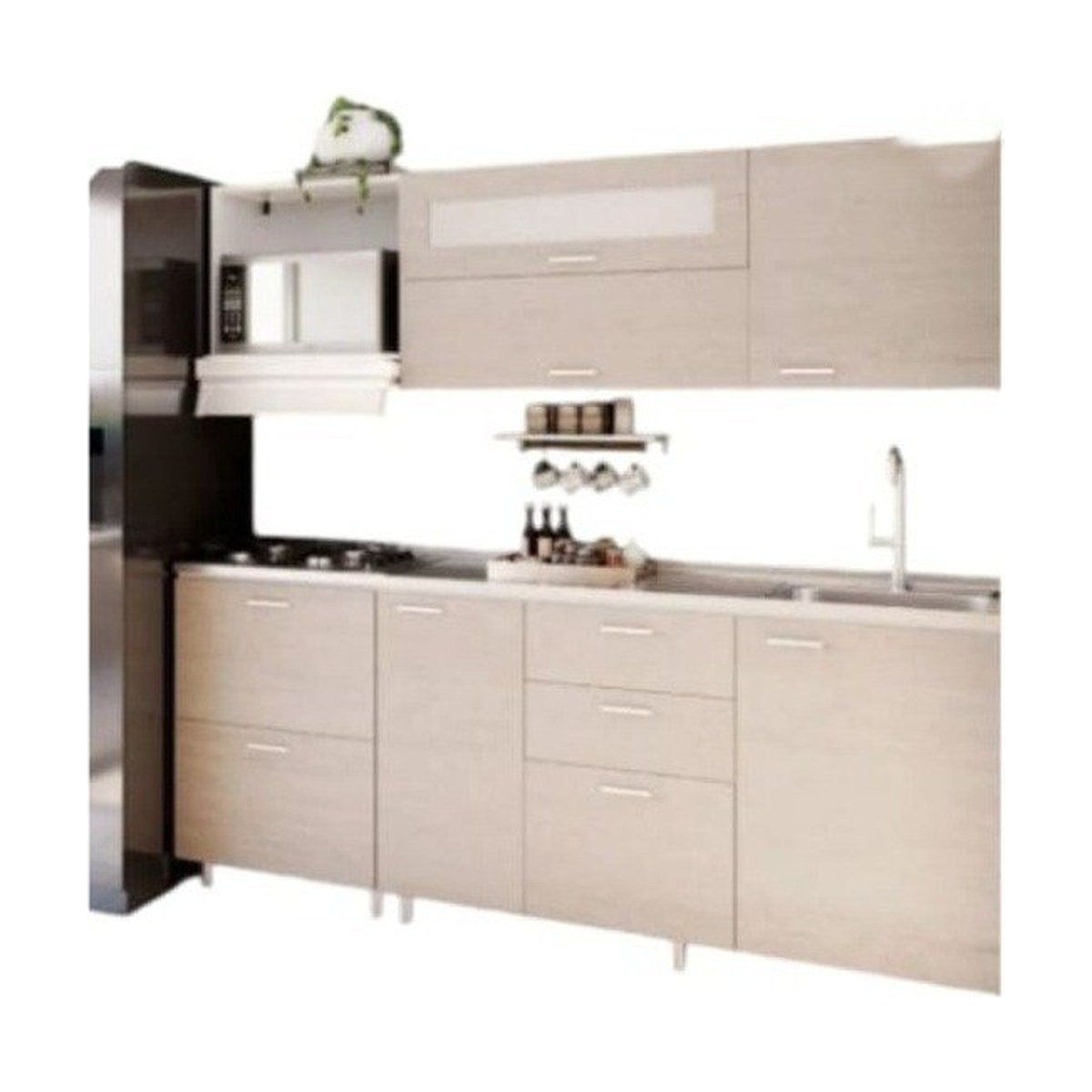 Cocina Integral Socoda Génova 210 Almendra-Beige 4 Gas - Derecha
