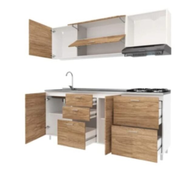 Cocina Integral Socoda Génova 210 Almendra-Beige 4 Gas — Izquierda