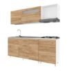 Cocina Integral Socoda Génova 210 Blanco-Maple 4 Gas — Izquierda Cocina Integral Socoda Génova 210 Blanco-Maple 4 Gas — Izquierda