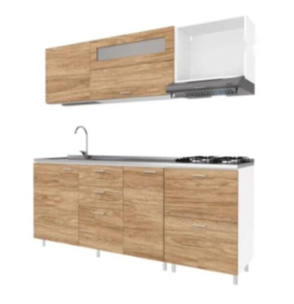 Cocina Integral Socoda Génova 210 Blanco-Maple 4 Gas — Izquierda