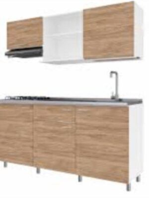 Cocina Integral Socoda Montana 180 Blanco-Maple 4 Gas — Derecha Cocina Integral Socoda Montana 180 Blanco-Maple 4 Gas — Derecha