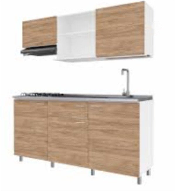 Cocina Integral Socoda Montana 180 Blanco-Maple 4 Gas — Derecha
