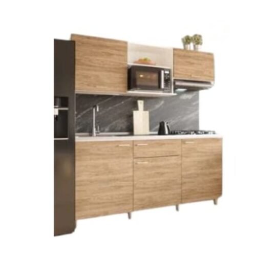 Cocina Integral Socoda Montana 180 Blanco-Maple 4 Gas — Izquierda