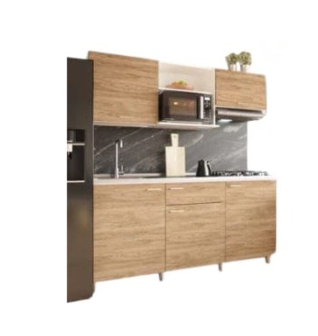 Cocina Integral Socoda Montana 180 Blanco-Maple 4 Gas — Izquierda