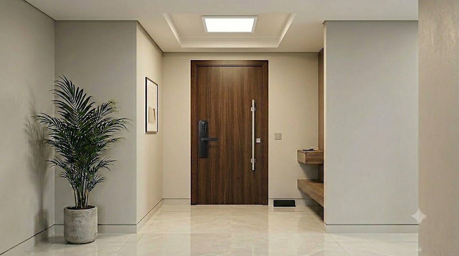 Entrada Moressco con cerradura Cincinno y panel LED 60x60