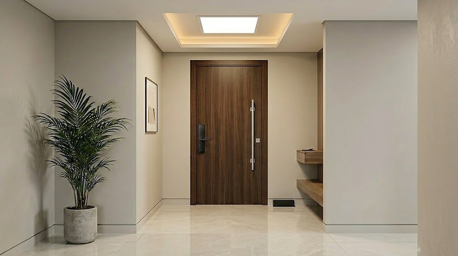 Entrada Moressco con cerradura Presidium y panel LED 60x60