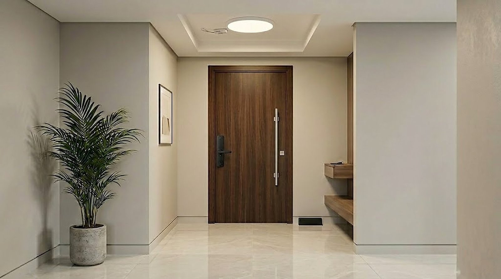 Entrada Moressco con cerradura Pretium y panel LED circular
