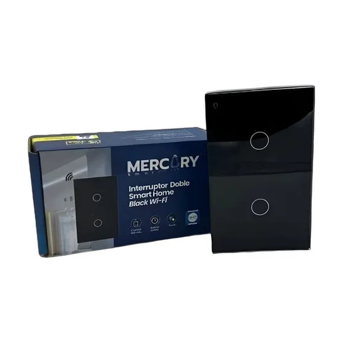 Interruptor Inteligente Doble Negro Táctil WiFi — Mercury Smart Home
