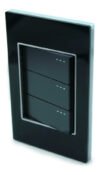 Interruptor Triple Negro Espejo — Mercury Black Mirror — vista 1