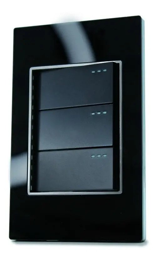 Interruptor Triple Negro Espejo — Mercury Black Mirror — vista 2 Interruptor Triple Negro Espejo — Mercury Black Mirror — vista 2