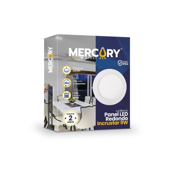 Panel LED Redondo Incrustar 7W Luz Fría 6500K — Mercury