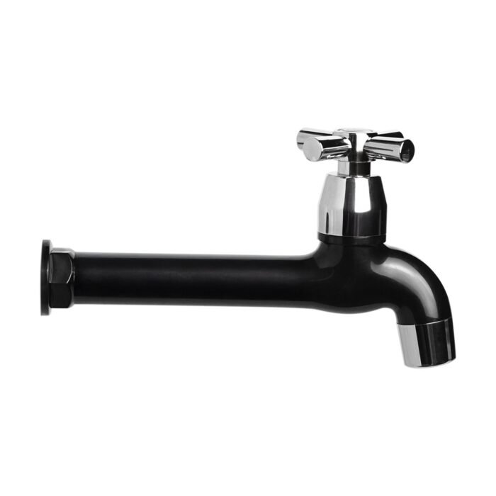 Llave de Jardín Extensión Onyx, Manija Tipo Cruceta, Color Negro y Cromado. Entrada de 1/2"
