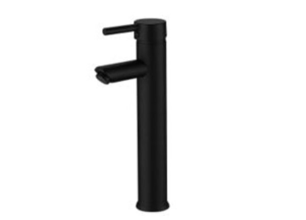 Llave Lavamanos Monocontrol Redonda Negra Alta Leos