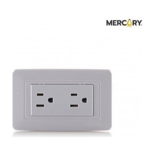 Moressco · mercury-toma-doble-polo-a-tierra-blanca-cuadrada