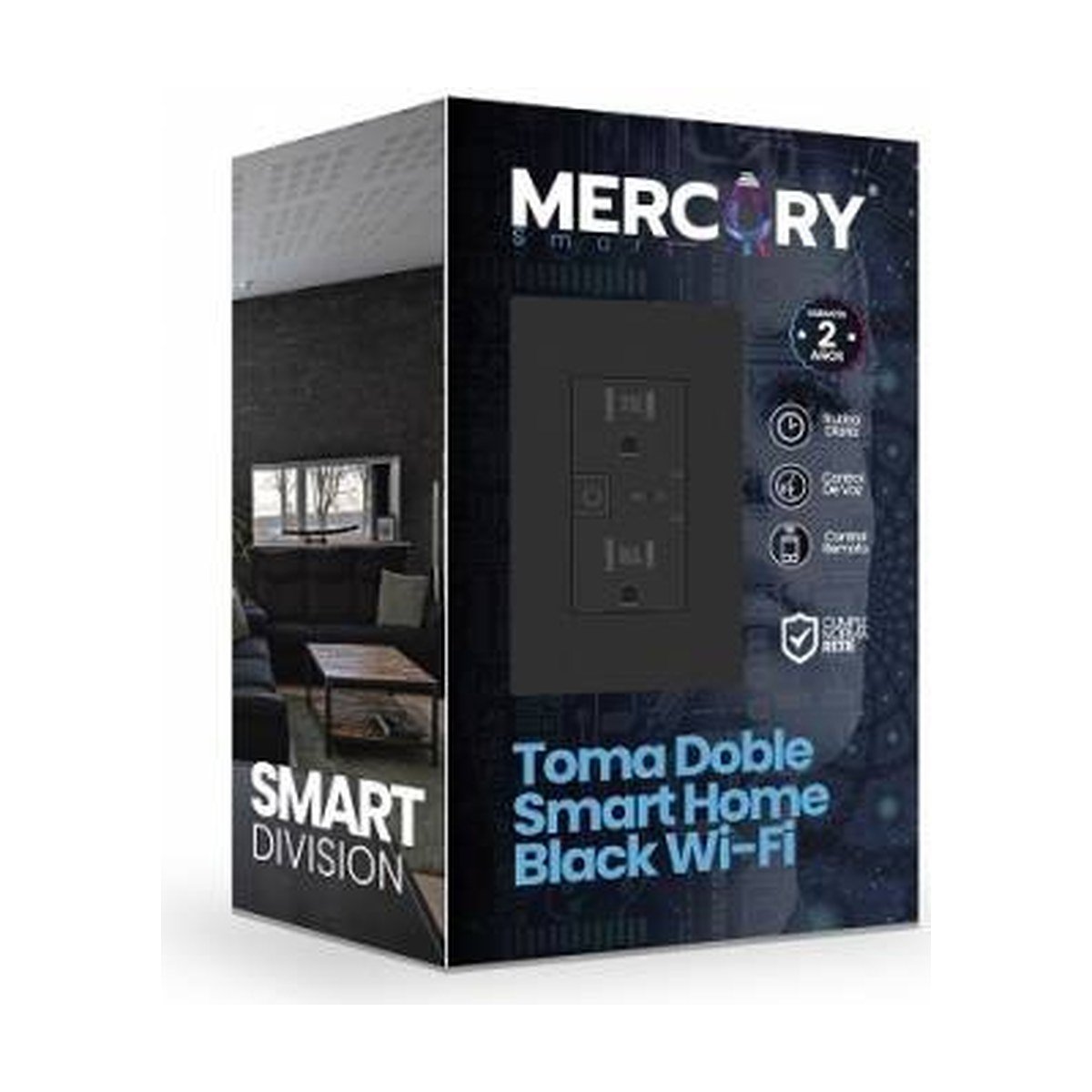 Toma Doble Inteligente Negra WiFi — Mercury Smart Home