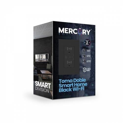 Toma Doble Inteligente Negra WiFi — Mercury Smart Home