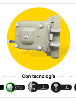 Cerradura Yale Doble Izquierda 107 Doble Pasador Acople para Calentador Cuerpo en Aluminio Rosca en Bronce 40
