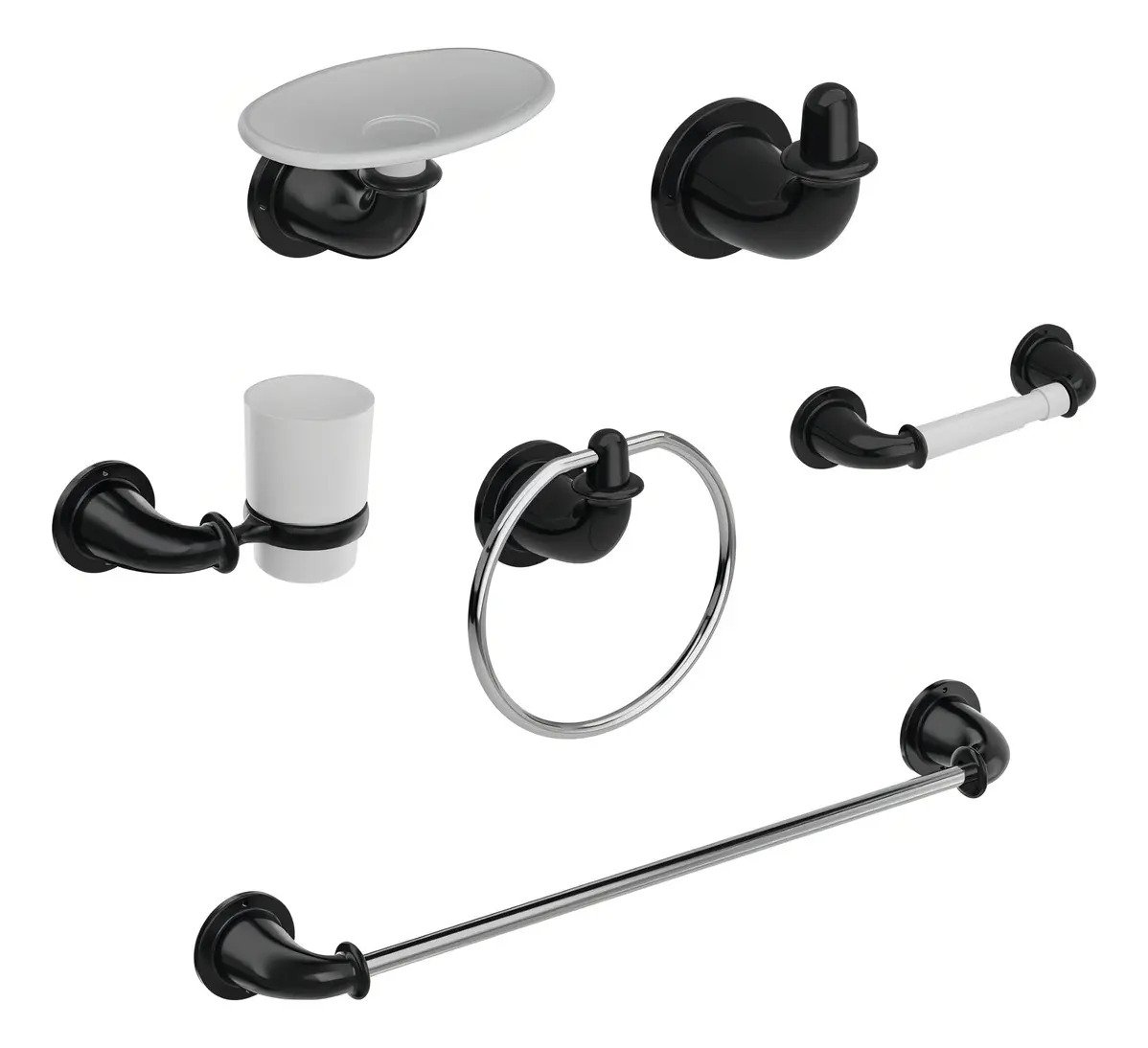 Kit Accesorios Valencia Negro — Paquete ×4 Piezas (Corona)