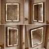Espejo de Baño LED Rectangular Vertical 60x80cm Bordes Redondeados Antivaho Marco Negro