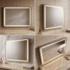 Espejo de Baño LED Rectangular Horizontal 60x80cm Bordes Redondeados Antivaho Marco Cromado