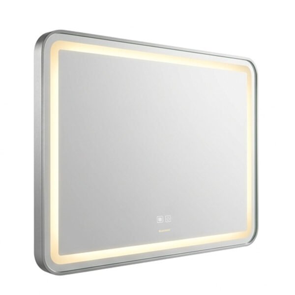 Espejo de Baño LED Rectangular Horizontal 60x80cm Bordes Redondeados Antivaho Marco Cromado