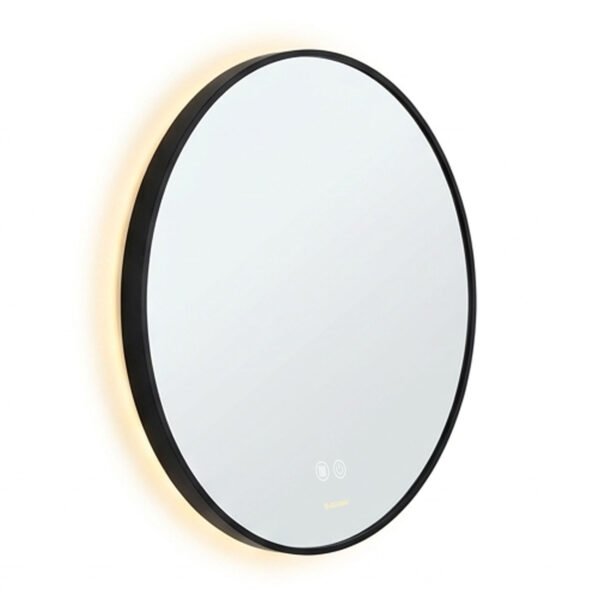 Espejo de Baño LED Redondo 60cm Luz Indirecta Antivaho Marco Negro Espejo de Baño LED Redondo 60cm Luz Indirecta Antivaho Marco Negro