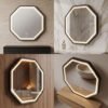 Espejo de Baño LED Hexagonal 60cm Antivaho Marco Negro
