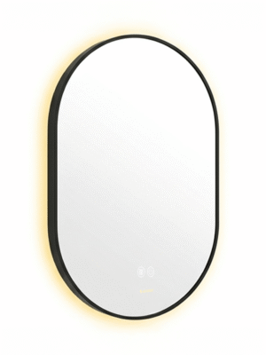 Espejo de Baño LED Ovalado 50x80cm Luz Indirecta Antivaho Marco Negro