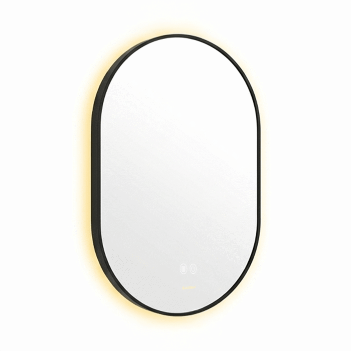 Espejo de Baño LED Ovalado 50x80cm Luz Indirecta Antivaho Marco Negro