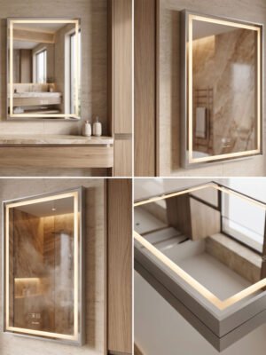 Espejo de Baño LED Rectangular Vertical 60x80cm Borde Recto Antivaho Marco Cromado Espejo de Baño LED Rectangular Vertical 60x80cm Borde Recto Antivaho Marco Cromado