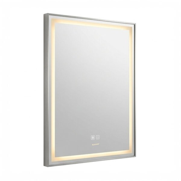 Espejo de Baño LED Rectangular Vertical 60x80cm Borde Recto Antivaho Marco Cromado