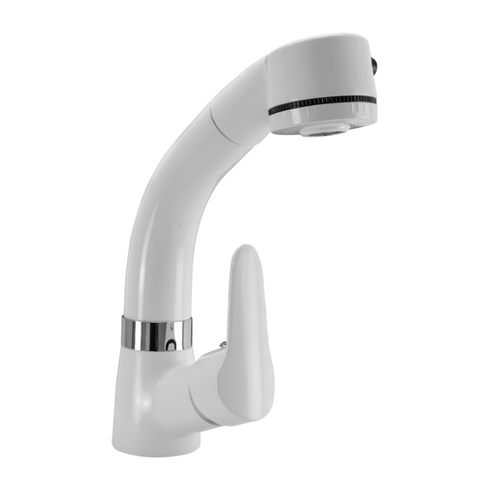 Mezclador Lavaplatos Ajustable en Acero Inoxidable Aireador Dos Funciones Blanco (Producto con Detalles)