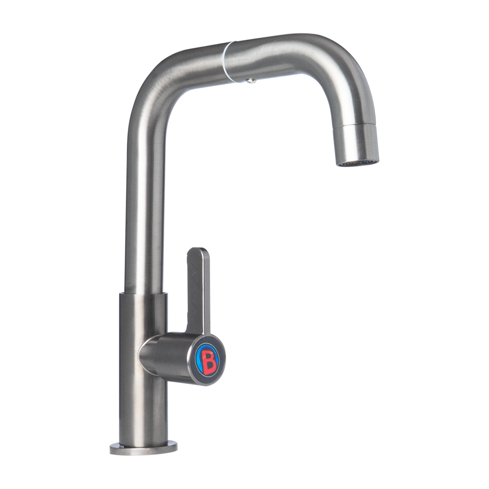 Llave Sencilla Color Gris Cuerpo en Acero Inox # 201 Manija en ABS Cartucho en Laton Peso: 560 G
