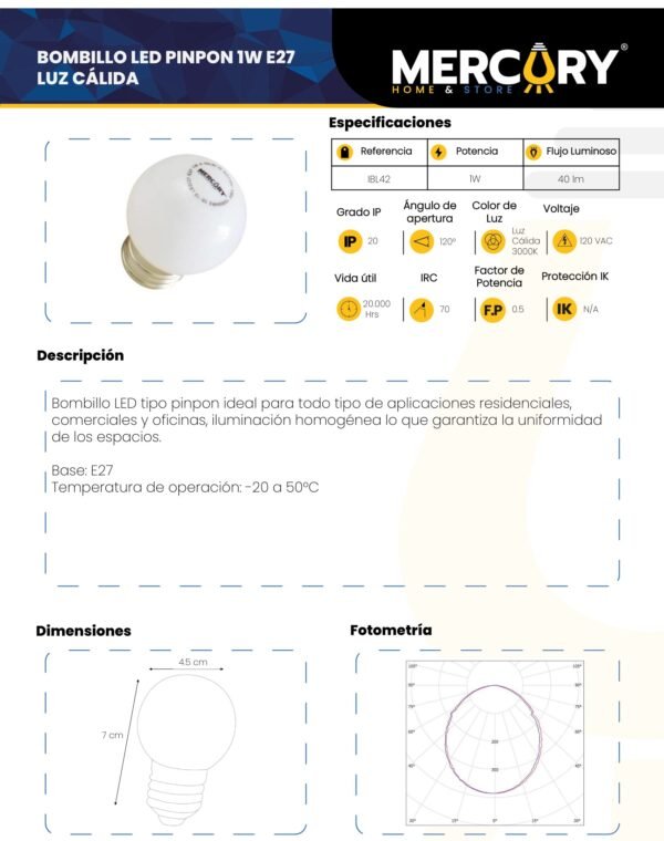 bombillo-led-1w-e27-luz-calida-3000k-mercury-ficha-tecnica Ficha técnica Bombillo LED 1W E27 Luz Cálida 3000K — Mercury