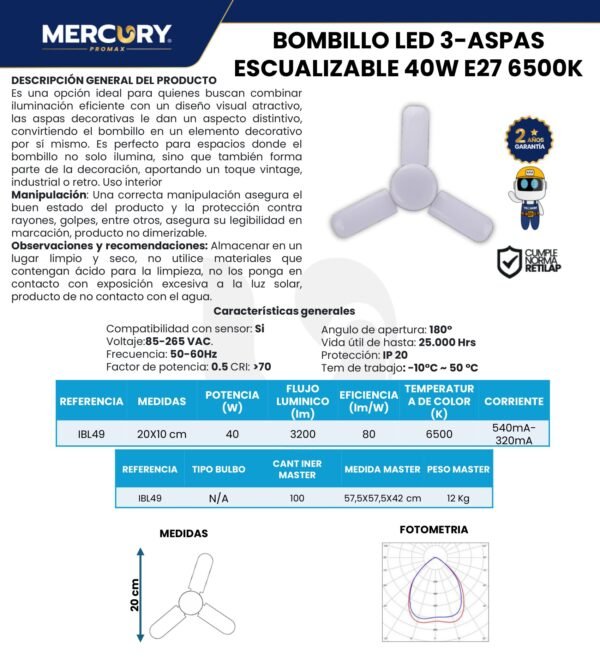 bombillo-led-con-ventilador-3-aspas-40w-mercury-ficha-tecnica Ficha técnica Bombillo LED con Ventilador 3 Aspas 40W — Mercury
