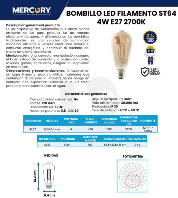 bombillo-led-filamento-vintage-st64-4w-e27-luz-calida-vintage-mercury-ficha-tecnica Ficha técnica Bombillo LED Filamento Vintage ST64 4W E27 Luz Cálida Vintage — Mercury