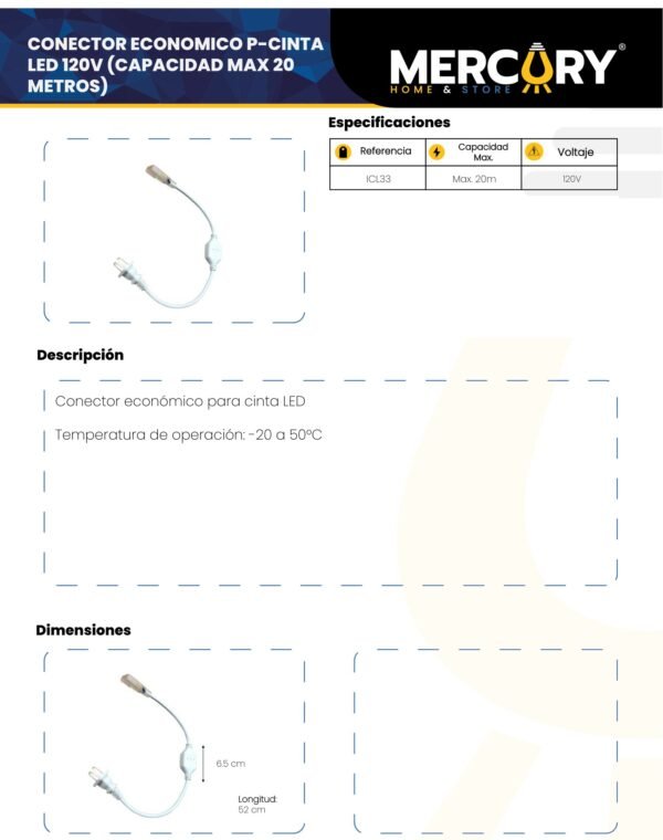 cinta-led-120v-x20m-mercury-ficha-tecnica Ficha técnica Conector para Cinta LED 120V (hasta 20m) — Mercury